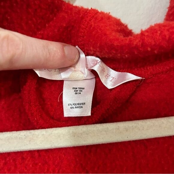 Victoria's Secret Bright Red Plush Cozy Short Hooded Robe Women’s Size Medium - Picture 4 of 7